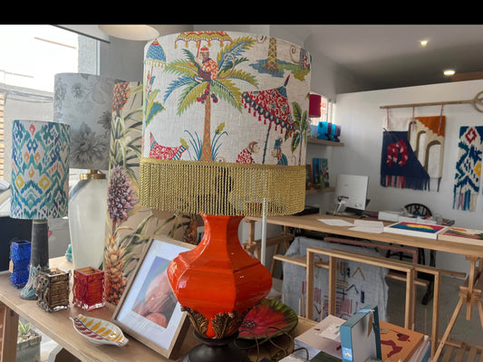 vintage lamps, handmade lampshades, custom framing, art and crafts, tufting studio, gifts