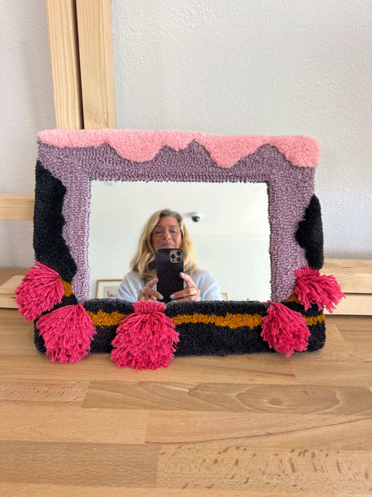 Pink Urchin Tufted Mirror by Kate Lucas Miles