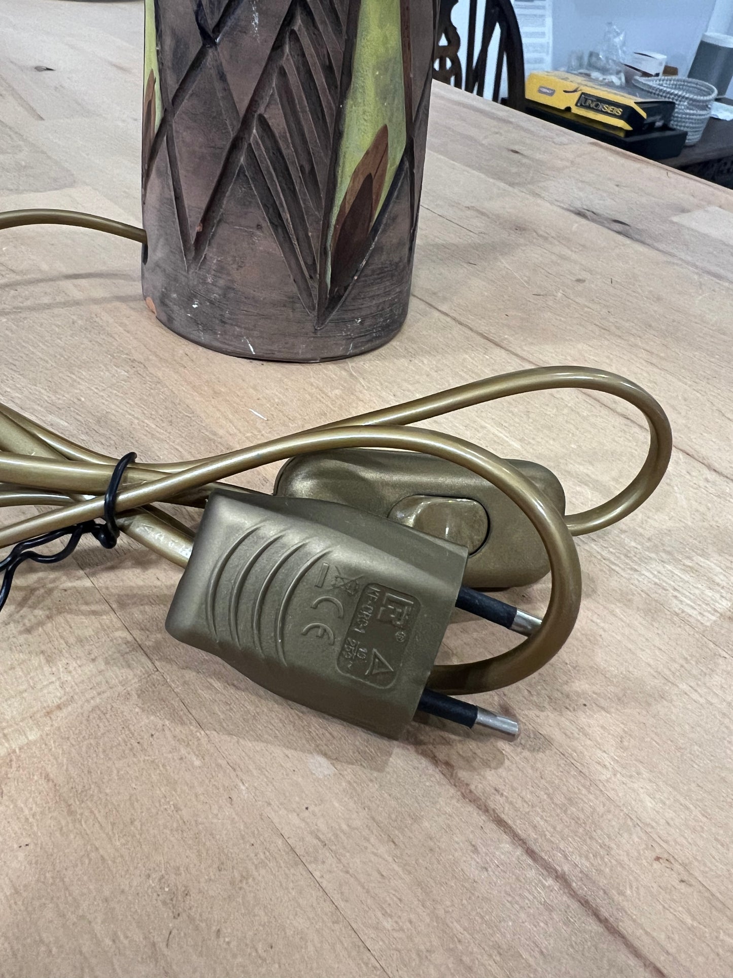 Tilgmans Keramik Table Lamp Base with Monkey Motif Linen Shade