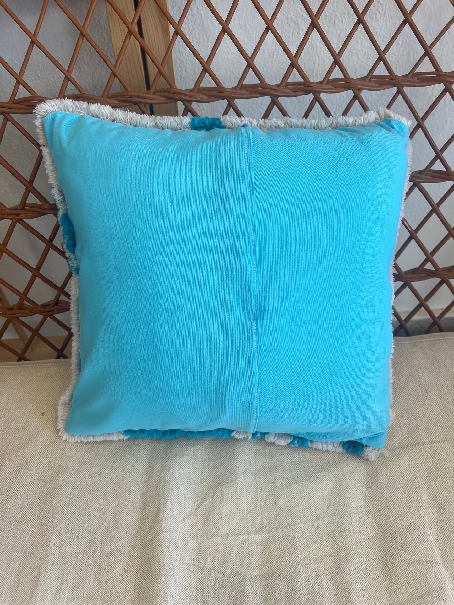 Abstract Sky Blue Tufted Cushion