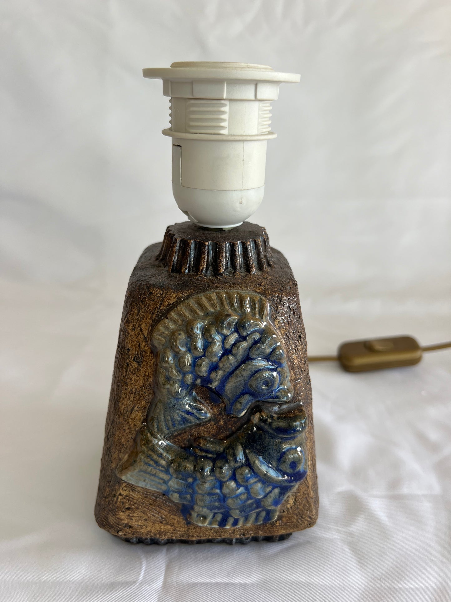 Stoneware lamp base with fish motif