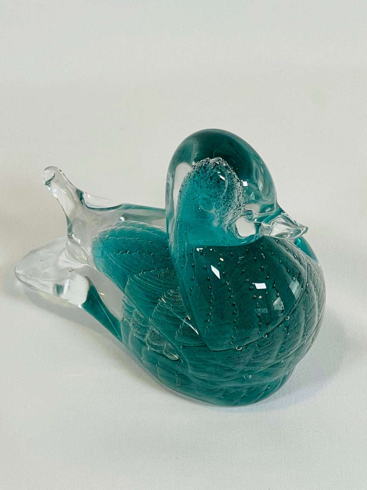 Teal and Aqua Art-Glass Bird