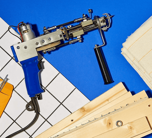 Tufting Starter Kit with blue gun and frame primary cloth