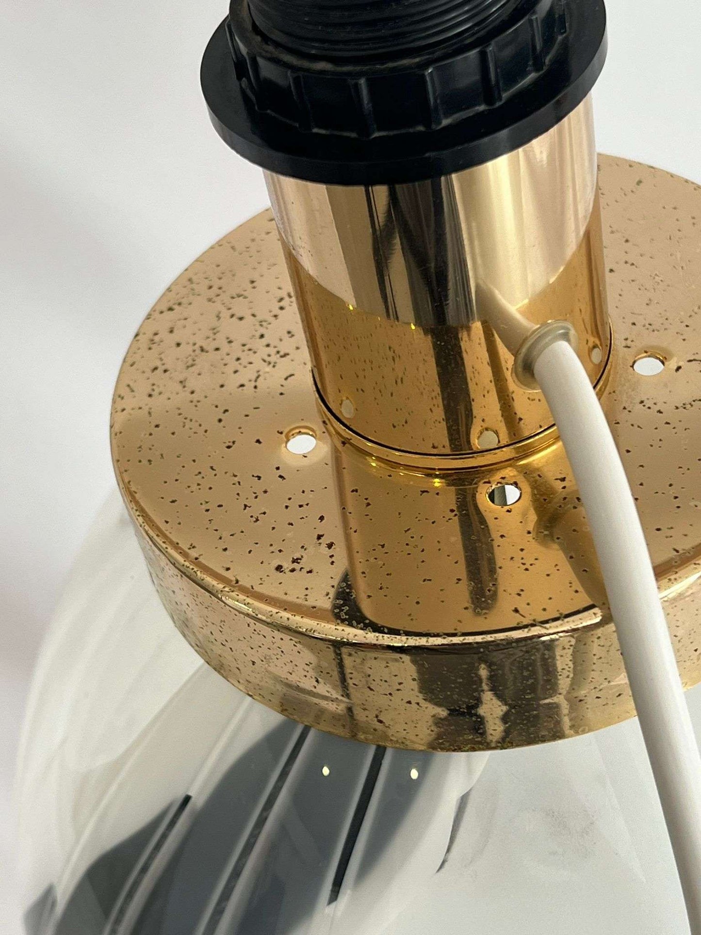 Brass top on Glass Table Lamp