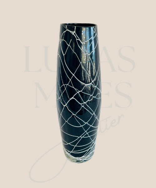 Striking Black Glass Floor Lamp