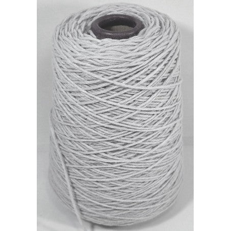 Spool of gray yarn on a white background