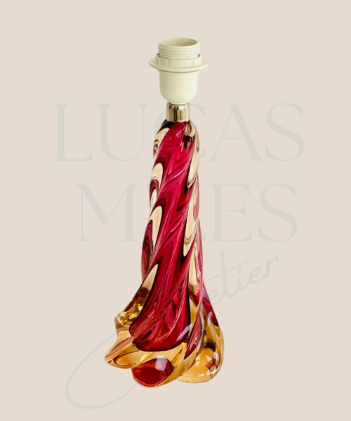 Crimson and Gold Barley Twist Glass Lamp