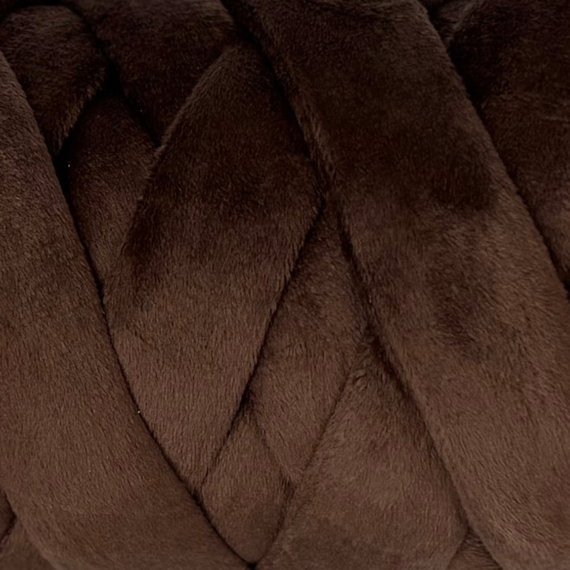 Close-up of dark coffee velvet yarn