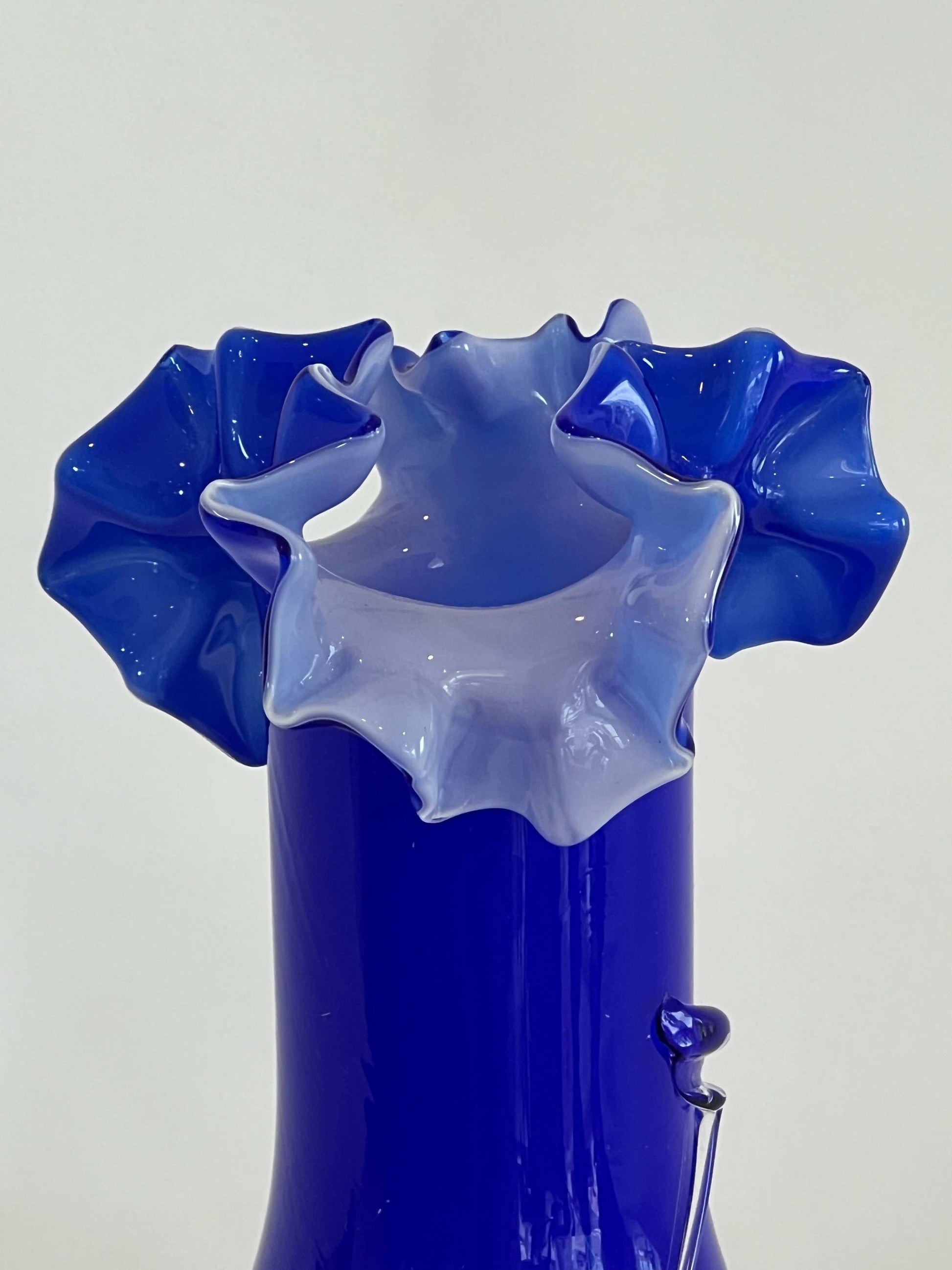 Blue  Hand-Blown Retro Murano Vase