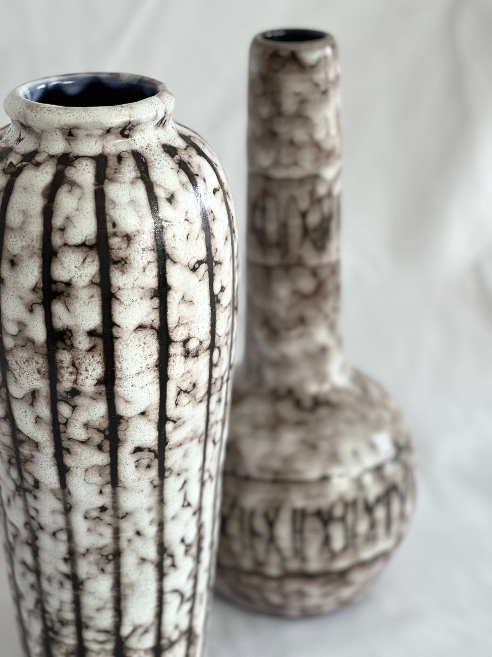 Vintage Earth Toned Ceramic Vase with a matching vase in similar colour 