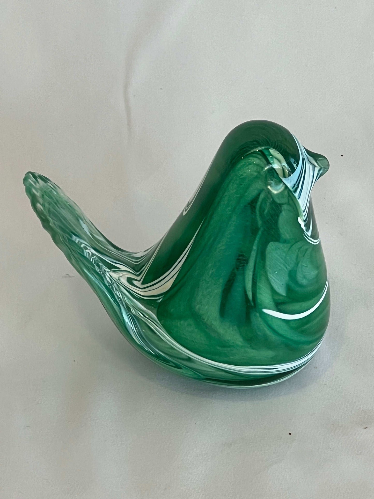 Profile of Green and White Maltese glass decorative Bird