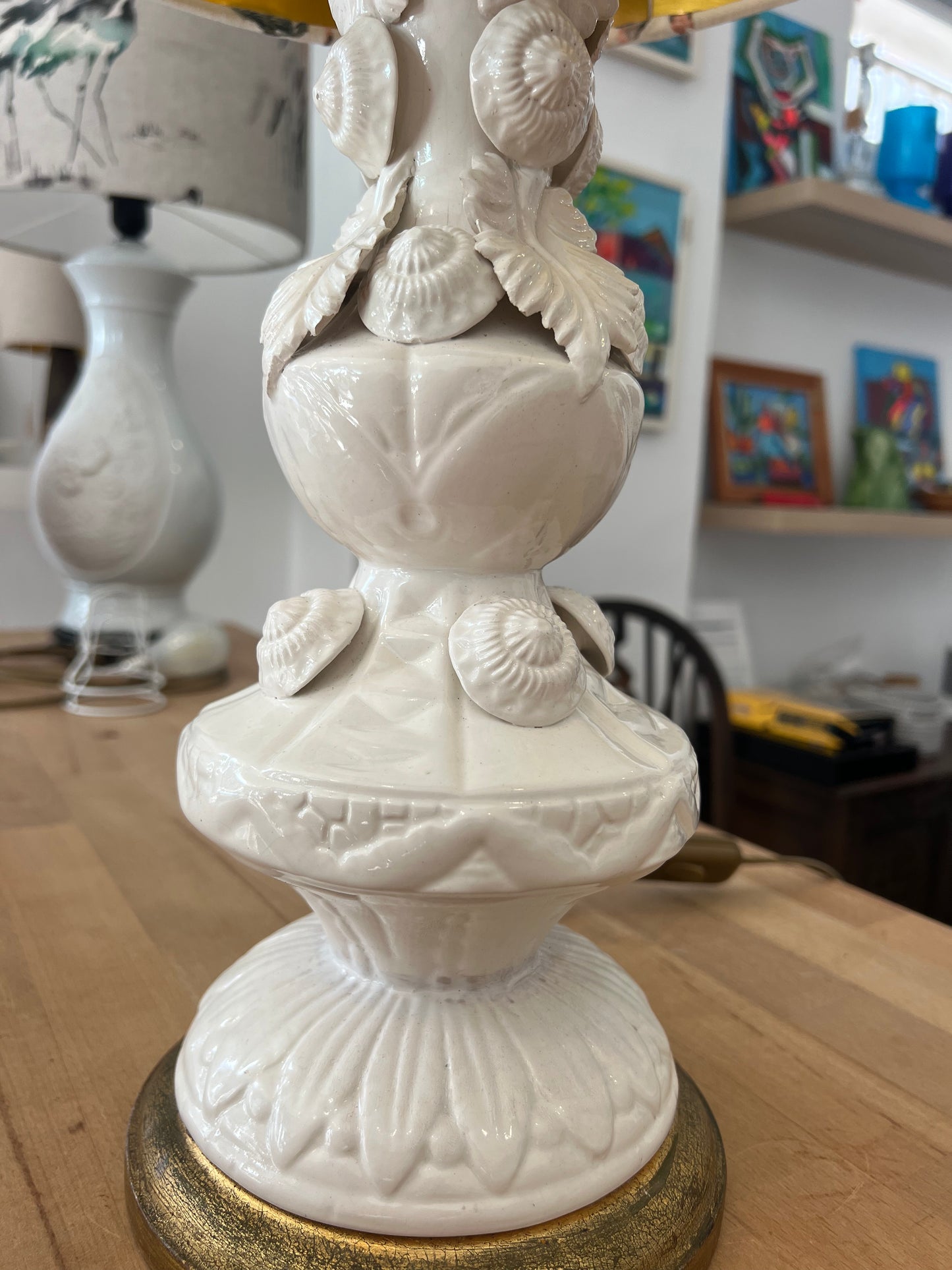 Manises Vintage Cream Table Lamp and Lampshade