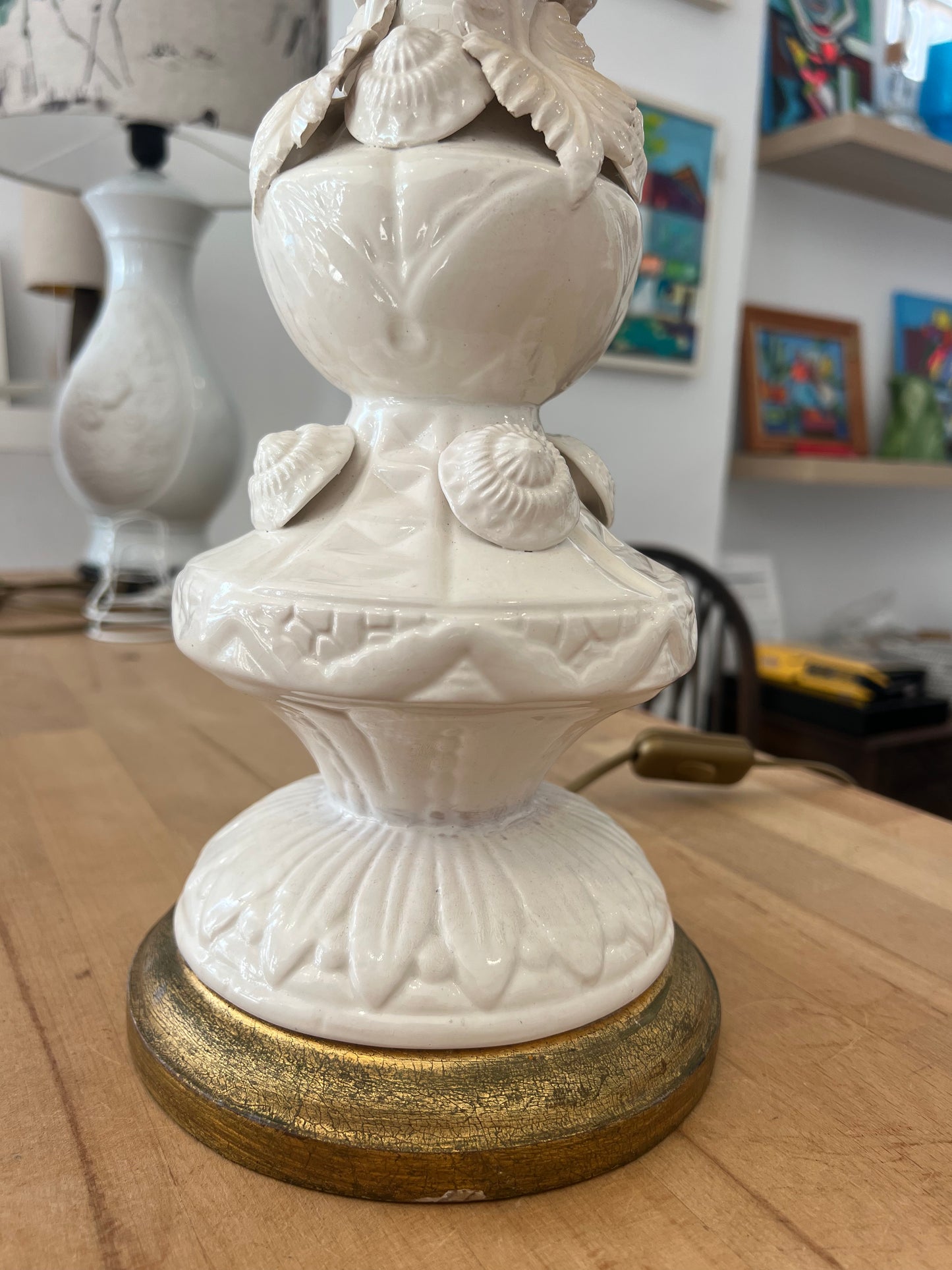 Manises Vintage Cream Table Lamp and Lampshade