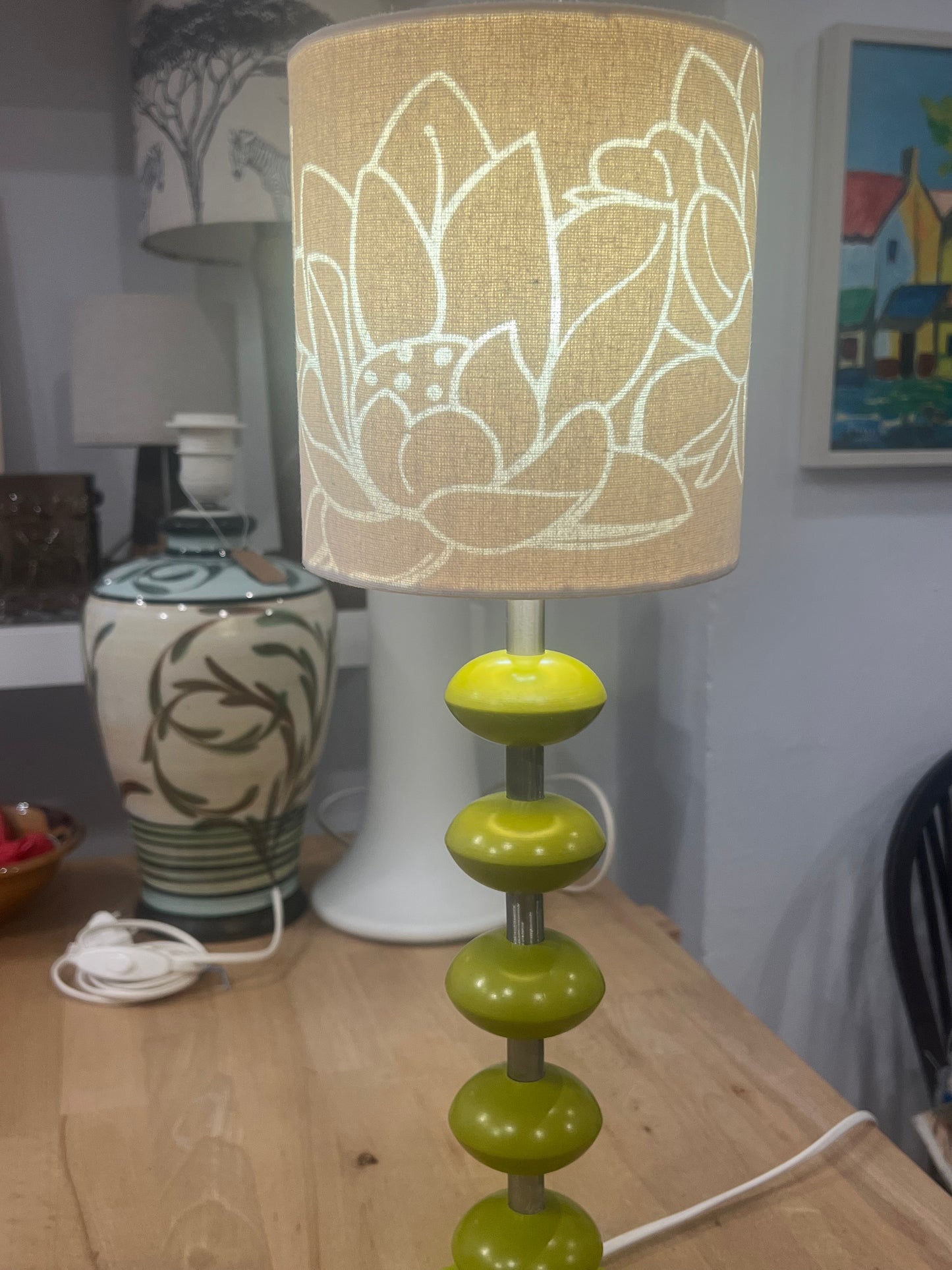 Retro Sputnik Table Lamp with Original Cut-out Lampshade