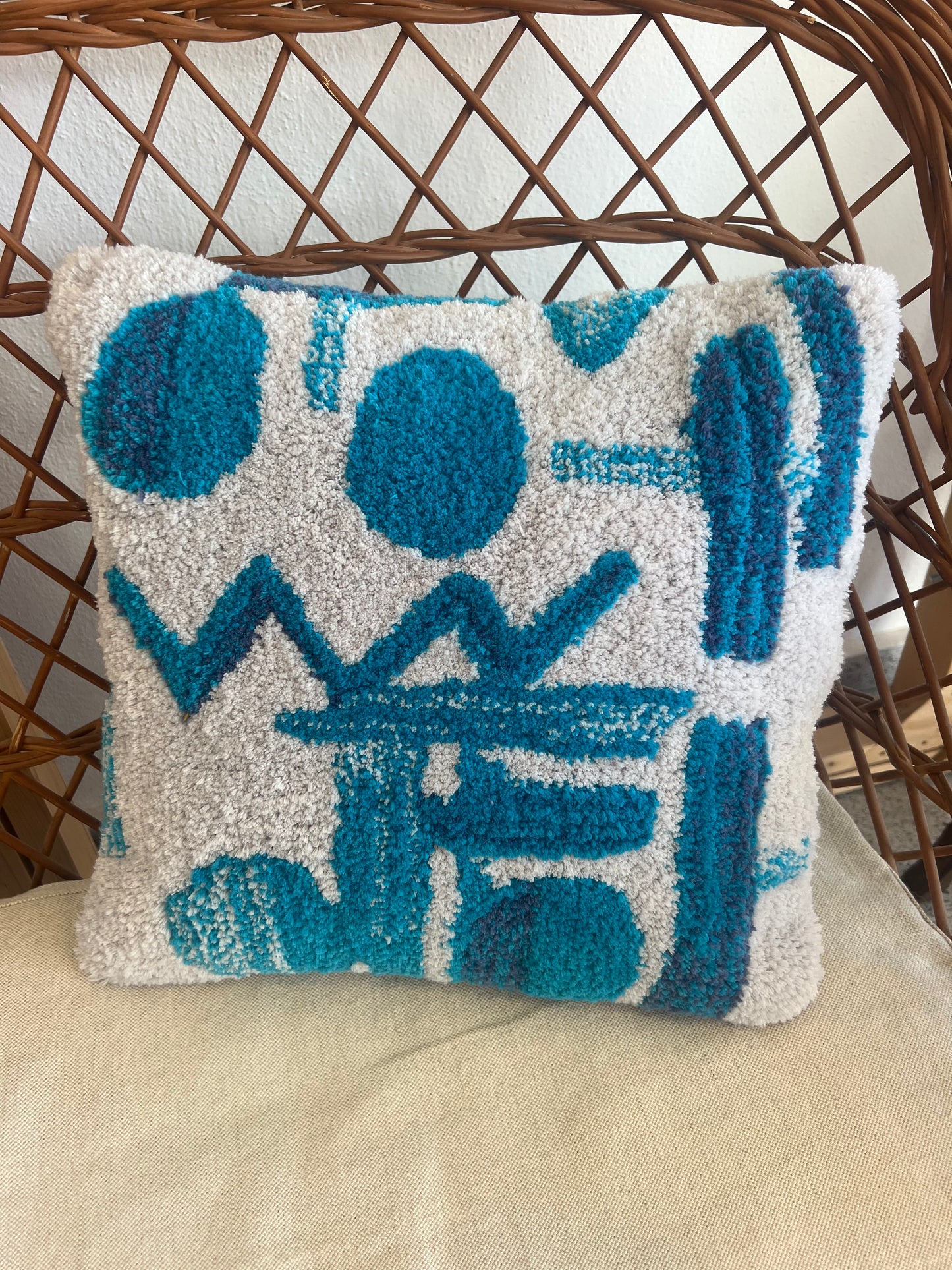 Abstract Sky Blue  Tufted Cushion