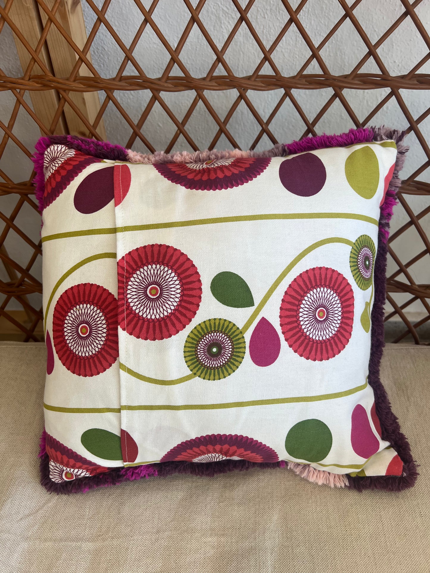 Abstract Magenta Tufted Cushion