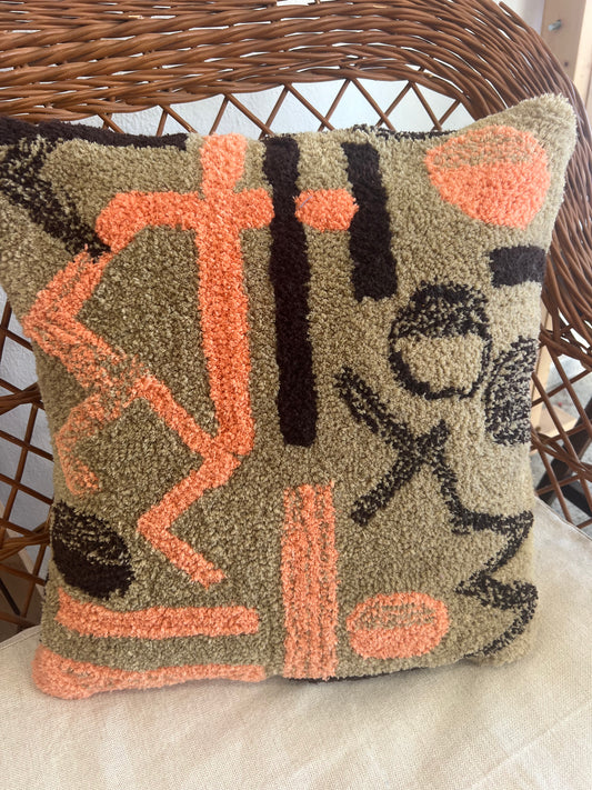 Abstract Camel Tufted Cushion