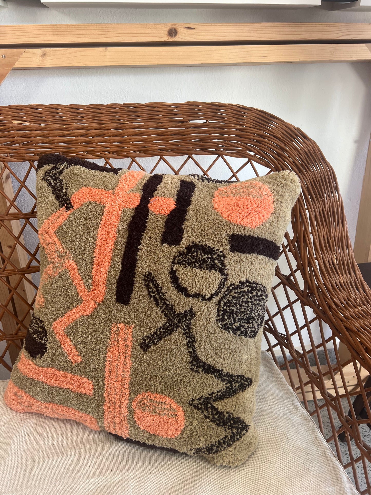 Abstract Camel Tufted Cushion
