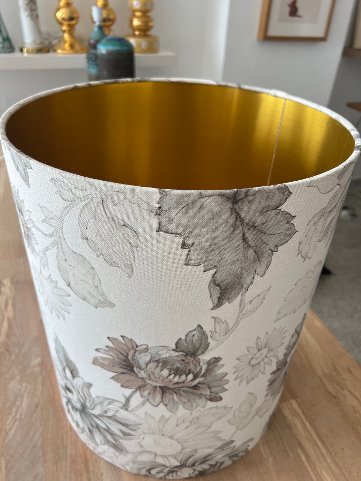 Oversized Grey Floral Lampshade