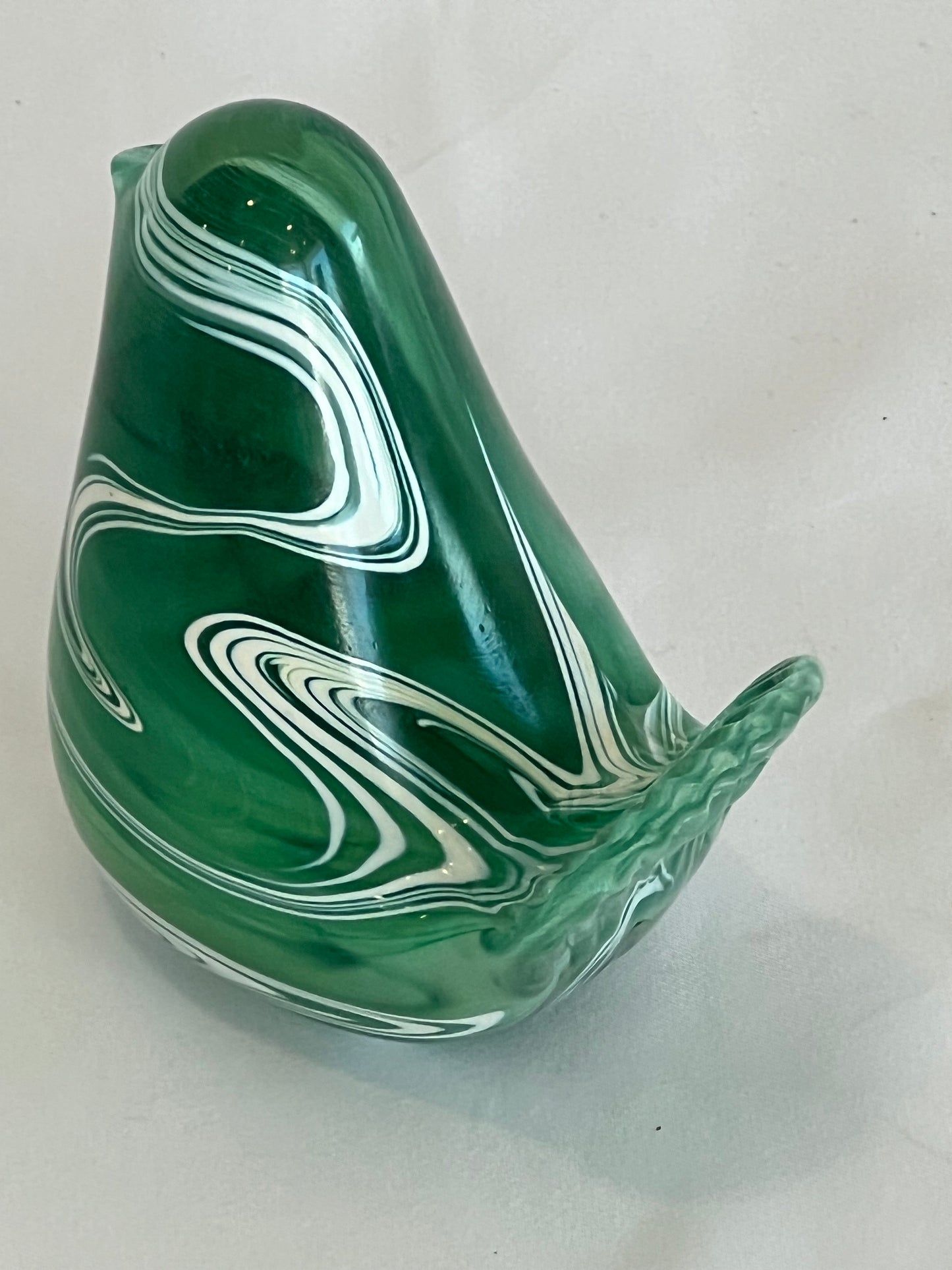 Green Art Glass Maltese Bird