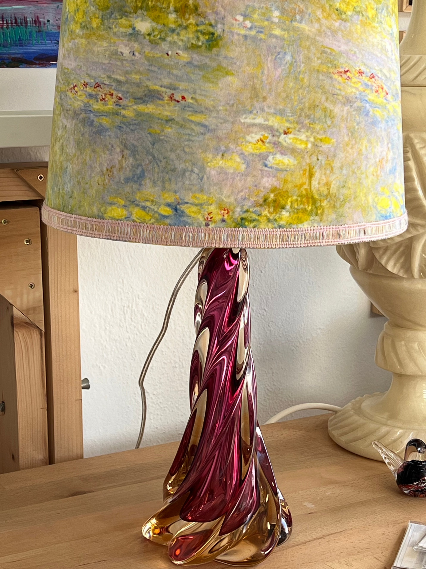 Monet Print Lampshade with Trim