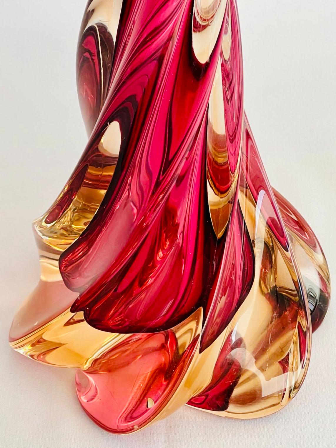 Crimson and Gold Barley Twist Glass Lamp