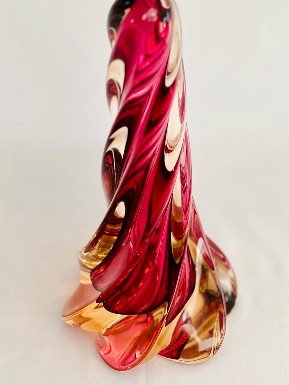 Crimson and Gold Barley Twist Glass Lamp