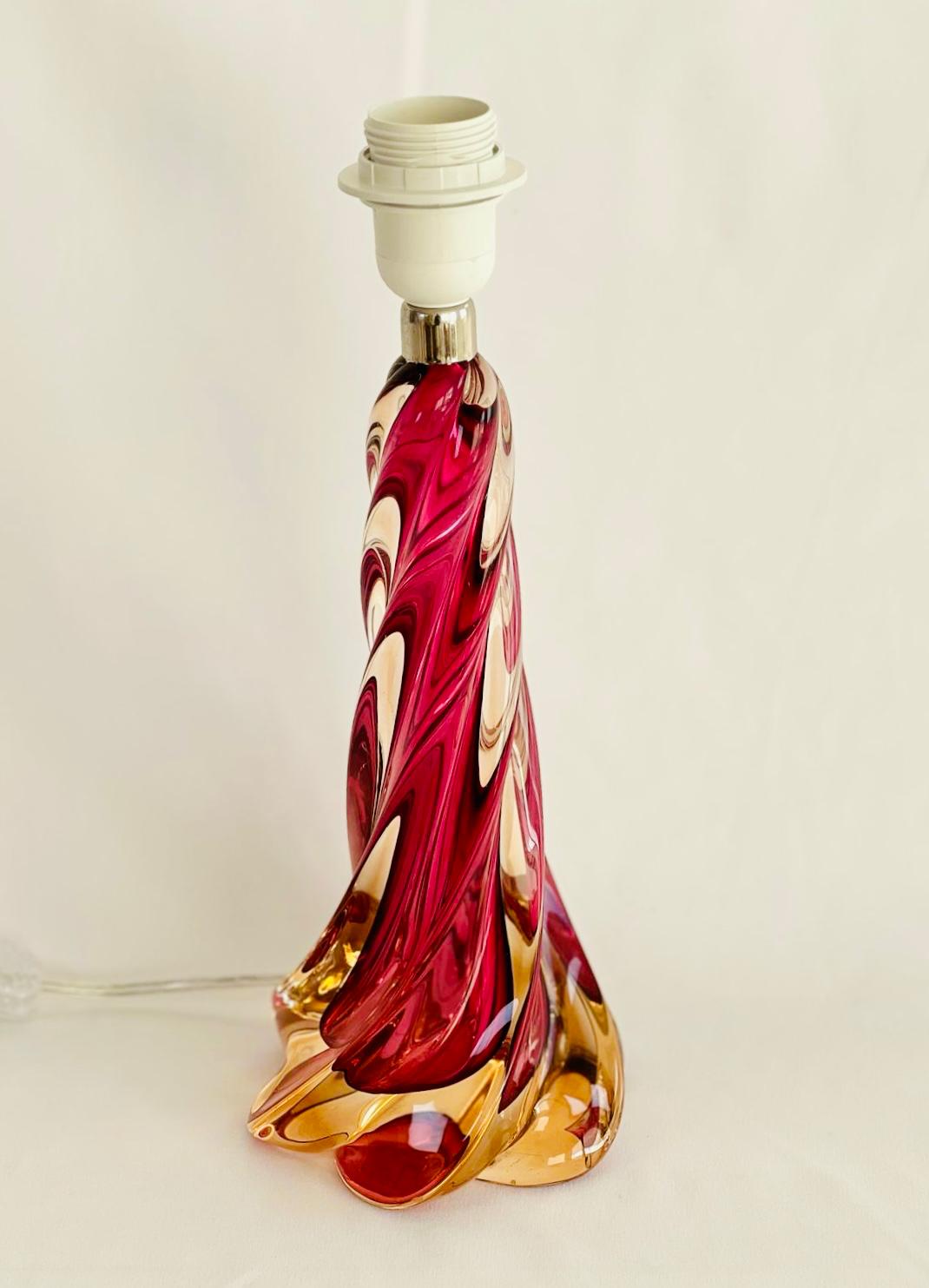 Crimson and Gold Barley Twist Glass Lamp