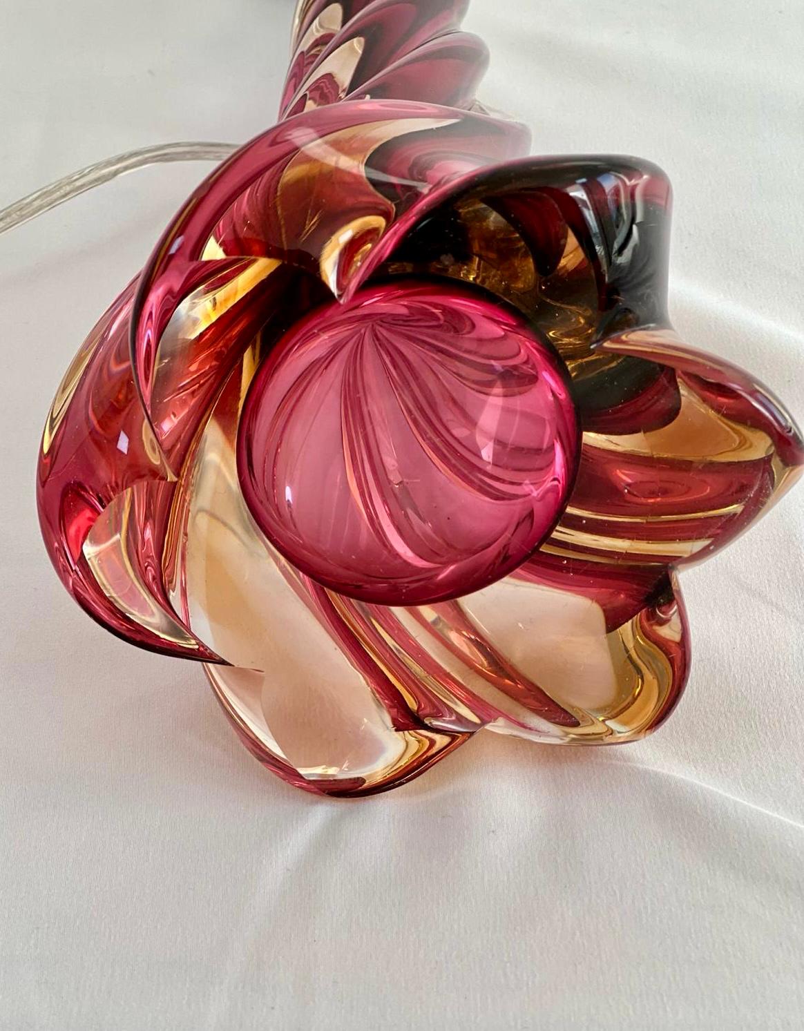 Crimson and Gold Barley Twist Glass Lamp