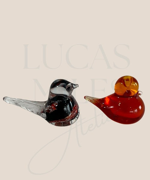 Two Swedish Art Glass Birds