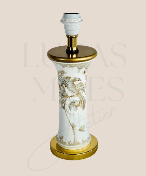 Lámpara retro de porcelana de Kaiser Leuchten en blanco y oro cepillado