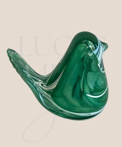 Green Art Glass Maltese Bird